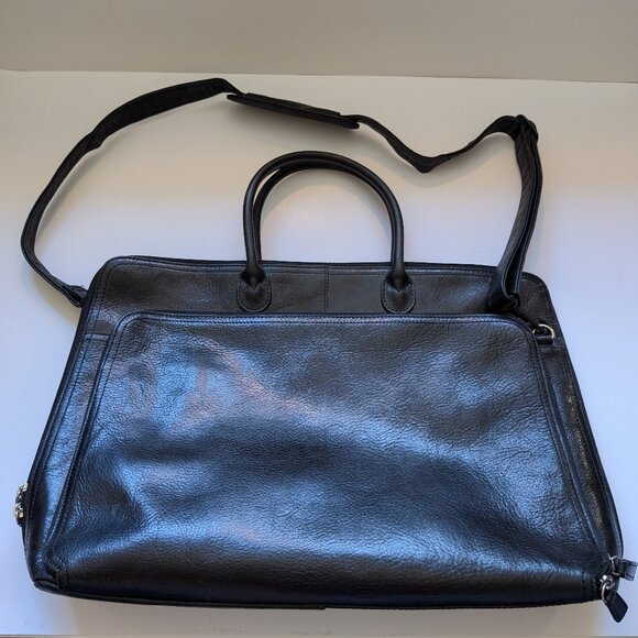 Beautiful Vintage Wilson's Black Leather Laptop Bag in great condition - Picture 1 of 16
